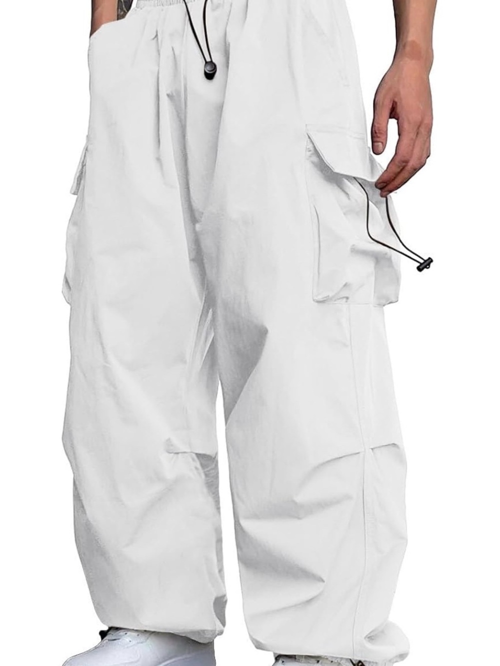 White Cargo Pants for Men - Relaxed Fit